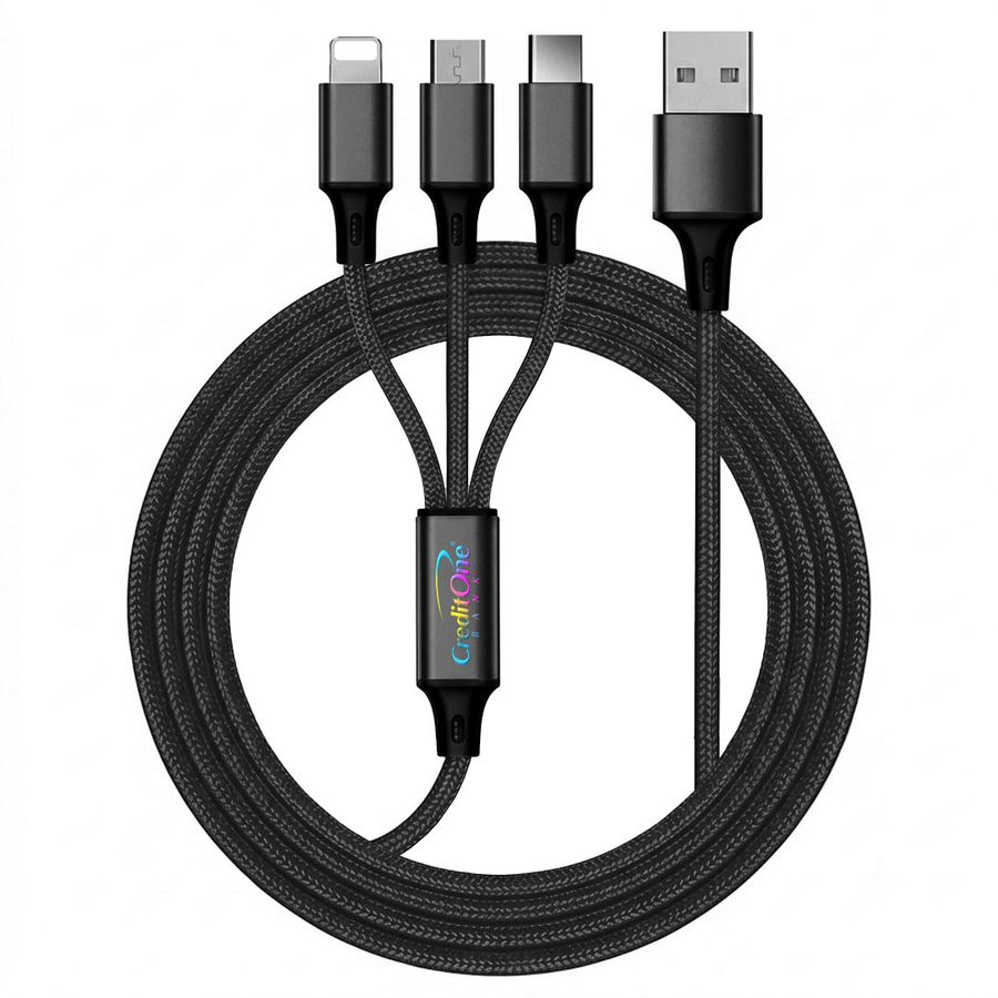 Nylon Braided 3-in-1 Charging Cables - Custom Socks Now