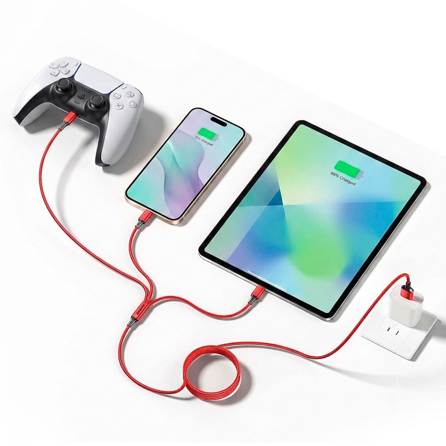 Nylon Braided 3-in-1 Charging Cables - Custom Socks Now