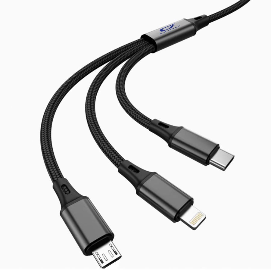 Nylon Braided 3-in-1 Charging Cables - Custom Socks Now