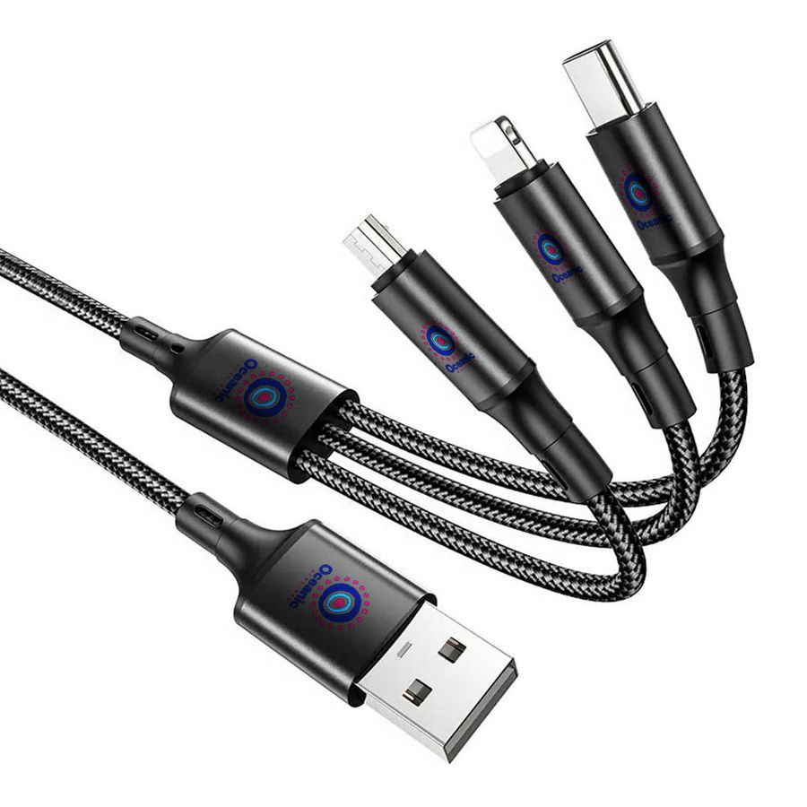Nylon Braided 3-in-1 Charging Cables - Custom Socks Now