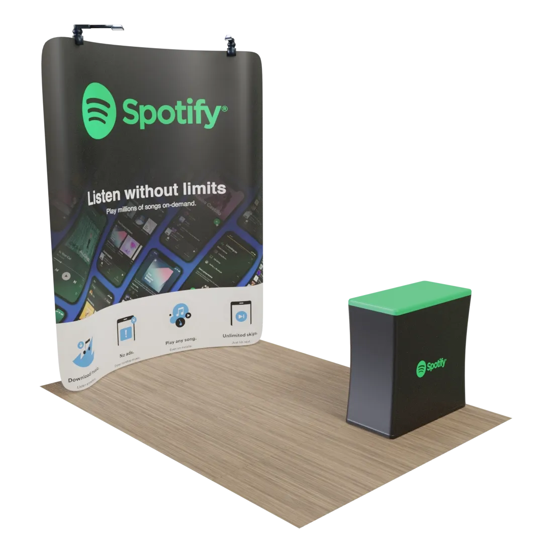 Custom Curved Zip Up Trade Show Display Backdrop Booth Stand 8' x 8' - Custom Socks Now